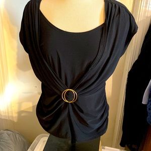 Woman’s ONE 4 U black top with a gold buckle size Large